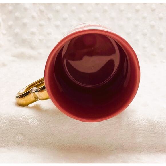 Hello Kitty Valentine Squiggle Hearts & Balloons 14oz Gold Handled Ceramic Mug - Picture 5 of 6